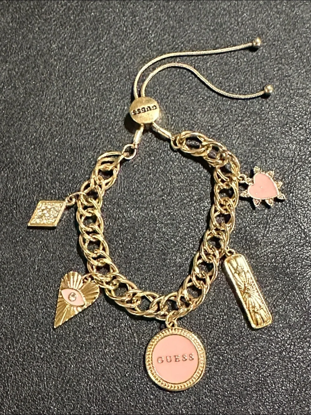Guess Vintage Enamel & Crystals Celestial & Talisman Charm Bracelet